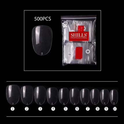 PKT 500pcs Short Round Shape Nail Tips Clear - 2