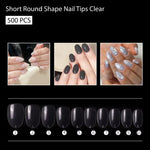 PKT 500pcs Short Round Shape Nail Tips Clear - 4