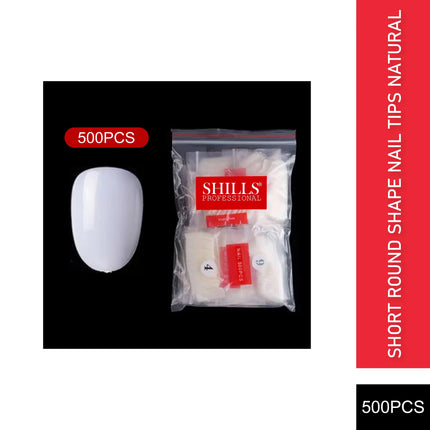 PKT 500pcs Short Round Shape Nail Tips Natural - 1