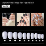 PKT 500pcs Short Round Shape Nail Tips Natural - 4