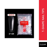 PKT 500pcs T-Shape Nail Tips Clear - 1