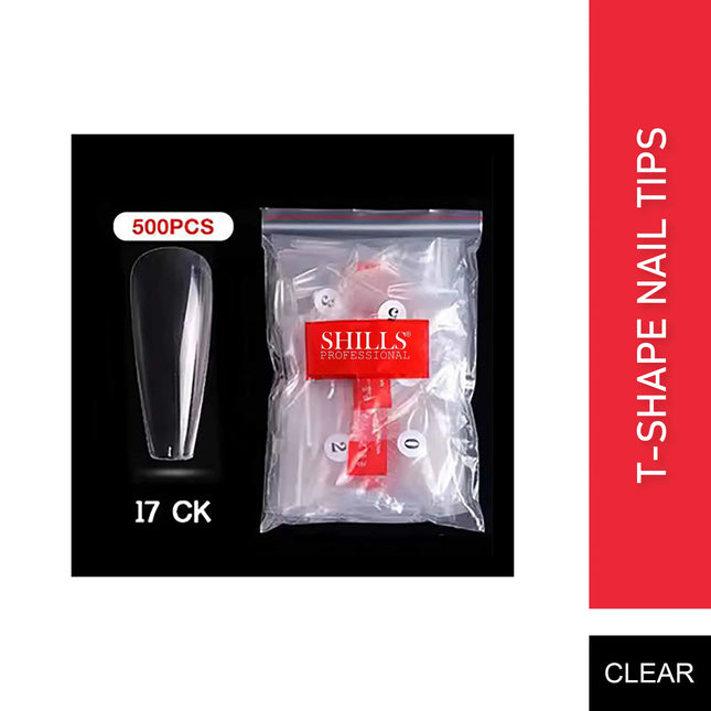 PKT 500pcs T-Shape Nail Tips Clear - 1