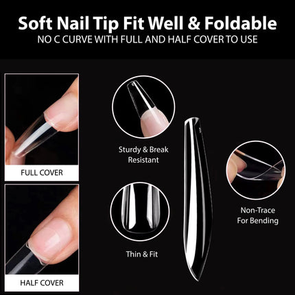 PKT 500pcs T-Shape Nail Tips Clear - 5