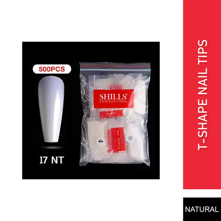 PKT 500pcs T-Shape Nail Tips Natural - 1