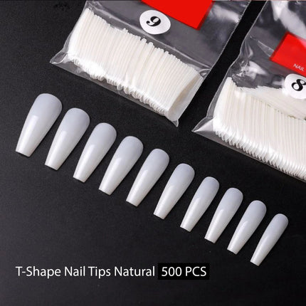 PKT 500pcs T-Shape Nail Tips Natural - 4