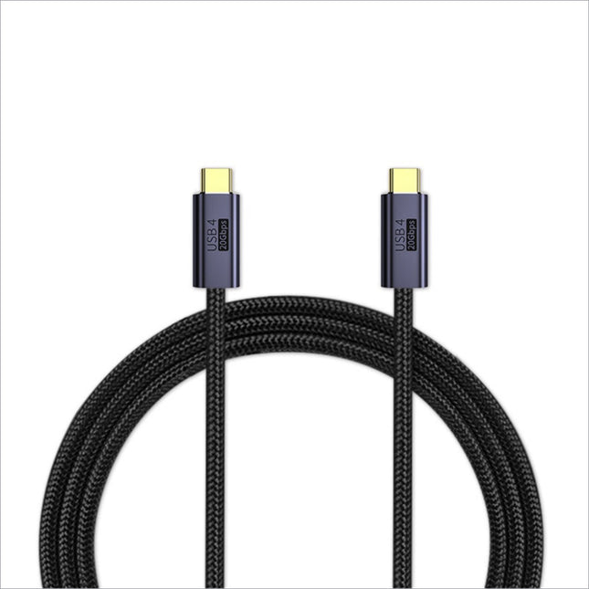 Black braided usb c cable with gold-plated connectors and usb 4 20gbps for fast charge and data synchronization