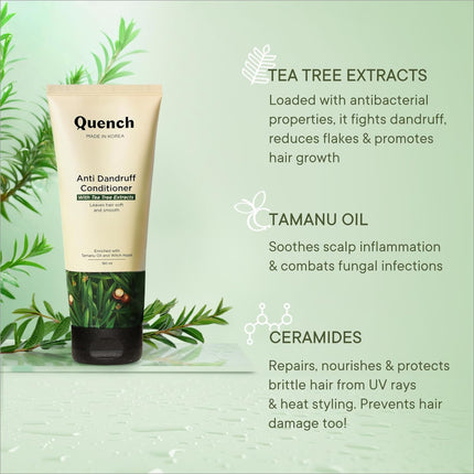 QUENCH Anti Dandruff Conditioner, enriched with natural ingredients for effective dandruff control and healthier hair.