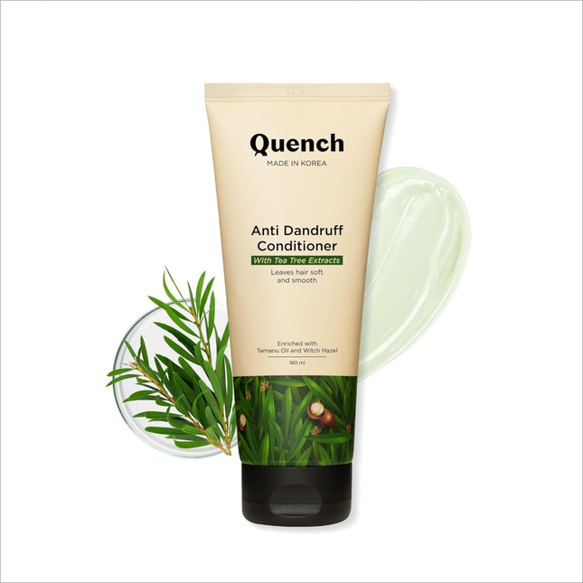 QUENCH Anti Dandruff Conditioner with Tea Tree Extracts for deep nourishment and dandruff reduction, promotes soft and silky hair.