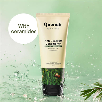 QUENCH Anti Dandruff Conditioner with tea tree extracts, perfect for minimizing dandruff and promoting silky hair.