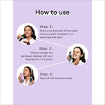 User applying Quench Gentle Cleansing Gel Face Wash demonstrating its gentle exfoliating action for clear, healthy skin.