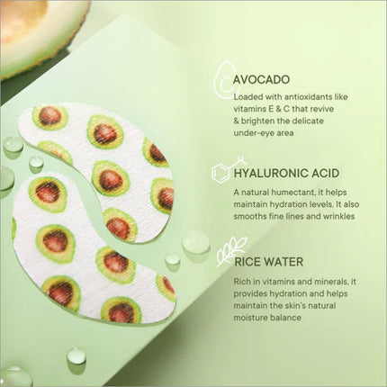 Model smiling while wearing Brightening Under Eye Hydrogel Patch - soothing under eye patches for instant brightness.