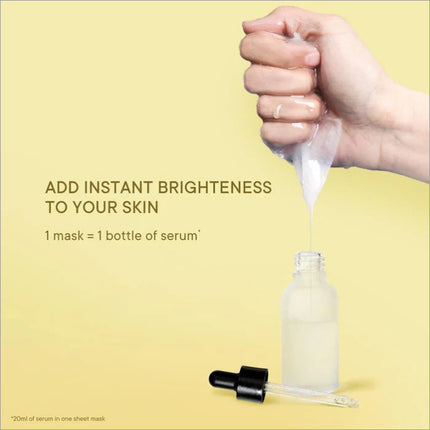 Lifestyle image using Quench Instaglow Sheet Mask with Yuzu Vitamin C, emphasizing the benefits of this vitamin C sheet mask.