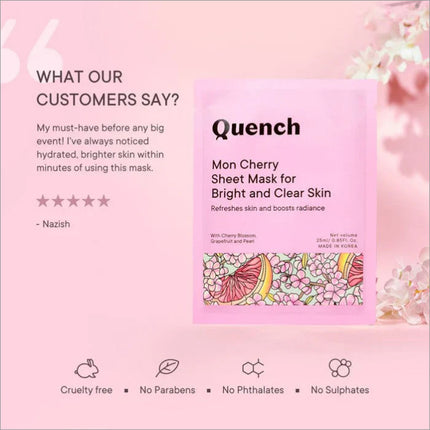 Application of the Brightening & Skin Clarifying Sheet Mask with Cherry Blossom Radiance - 25 ML, showcasing the essence of cherry blossom sheet mask for skin rejuvenation.