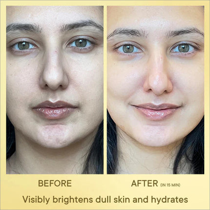 Flat lay of Instaglow Sheet Mask with Yuzu Vitamin C, showcasing its vitamin C sheet mask benefits for dull skin.