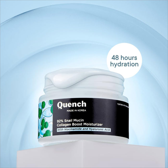 Close-up of Quench 92% Snail Mucin Collagen Boost Moisturizer showcasing the texture - Ideal Snail Mucin Moisturizer for Skin Hydration