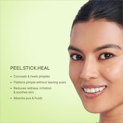 Quench Zit Away Acne Pimple Patches demonstrating the use of hydrocolloid technology to absorb impurities and promote faster healing for acne.