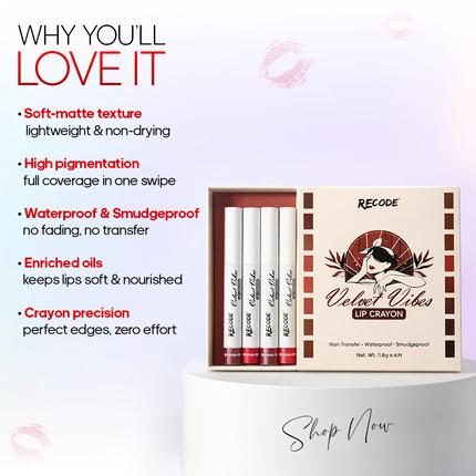 Recode Smudge-proof and waterproof Lip Crayon Set Of 8 (1.5 G X 8) product photo 4