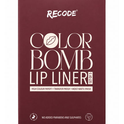 Recode 02 Red Color Bomb Lip Liner Set of 5 ( 5 X 0.3 G) product photo 3