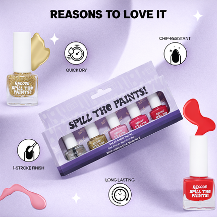 Recode Purple Spill The Paints Nail Paint Set Of 5 (5 X 5ML) product image 3