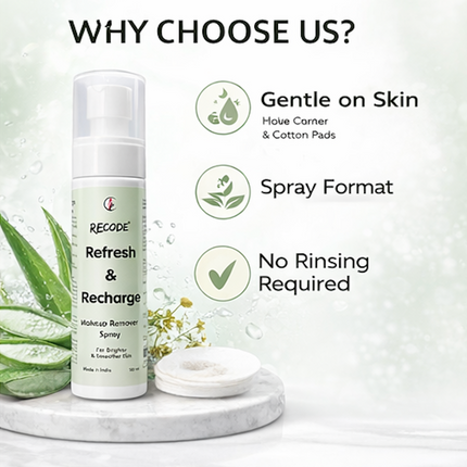 Recode Refresh and Recharge Makeup Remover Spray application