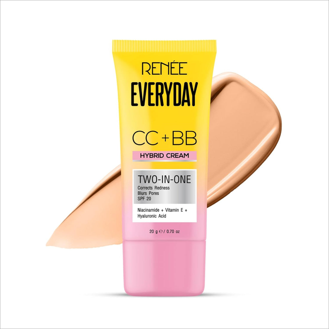 RENEE Everyday CC + BB Hybrid Cream With SPF 20 - Hot Coffee, a bb cream with spf that corrects redness, blurs pores, and hydrates skin.