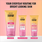 Set of three yellow and pink renee everyday face bright skincare products including face wash serum and sunscreen spf 50