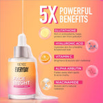 Renee everyday face bright illuminating serum in a clear glass bottle with silver dropper and orange pink label