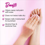 Image of RENEE Nail Paint Remover Wipes in use, demonstrating quick and clean nail polish removal, perfect for on-the-go.