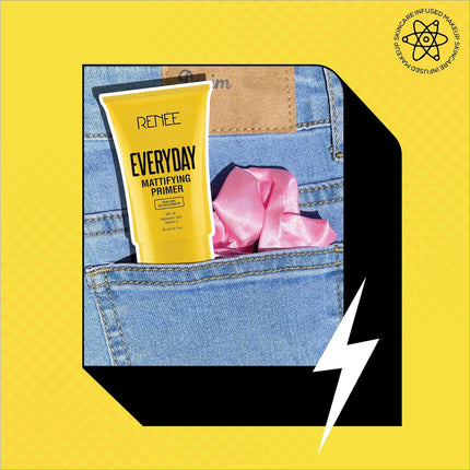 Before and after use of RENEE Everyday Primer, illustrating its power as a primer for fine lines and imperfections.