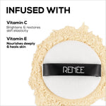Before and after using RENEE Pro Banana Powder - 10gm, demonstrating its effectiveness as banana powder for makeup.