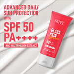 Experience RENEE Glass Skin Gel Sunscreen SPF 50, a lightweight sunscreen for oily skin, enriched with Watermelon, Beetroot & Hyaluronic Acid 50gm for radiant, hydrating, and non-sticky results. Perfect for supple skin, it ensures UVA & UVB Protection without leaving a white cast.