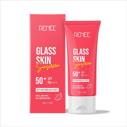 Elevate your skincare routine with RENEE Glass Skin Gel Sunscreen SPF 50, the ideal lightweight sunscreen for oily skin. Infused with Watermelon and offering Beetroot & Hyaluronic Acid 50gm, it provides radiant, hydrating, and non-sticky protection alongside UVA & UVB Protection with zero white cast.