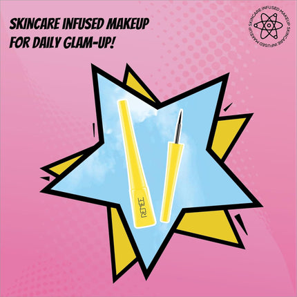 Swatch of RENEE Everyday Eyeliner on skin showing its rich, intense black color and the water resistant eyeliner promise.