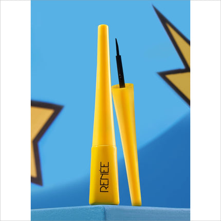 Product shot of RENEE Everyday Eyeliner highlighting its benefits as a smudge-proof, water resistant eyeliner ideal for everyday use.