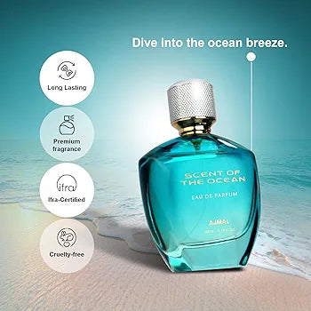Ajmal Scent of the Ocean, Unisex Eau De Parfum, 100ml | Long Lasting Perfume for Men & Women | Premium Luxury Fragrance Scent | Aquatic Floral | Suitable for Every Occasion