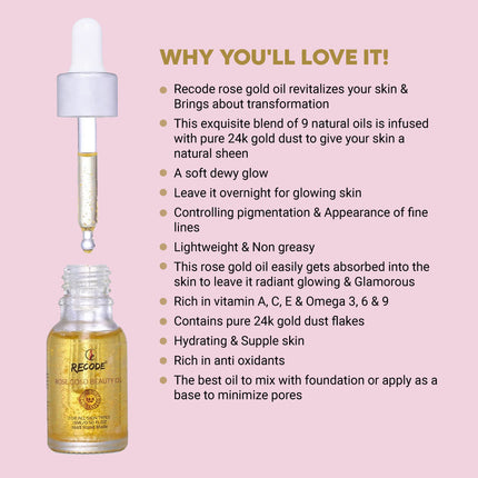 Recode Rose Gold Beauty Oil for Face 15 ML product image 2