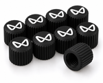 Black PETG tyre valve caps 8 piece pack product angle