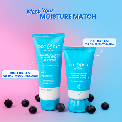 Dot & Key Blueberry Hydrate Barrier Repair Oil-Free Moisturizer - 50g – oil-free and rich-cream comparison