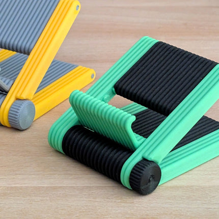 Mint green and black foldable 3D printed phone stand open