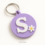 Rubnic sample lavender 3D printed initial S keychain with daisy flower