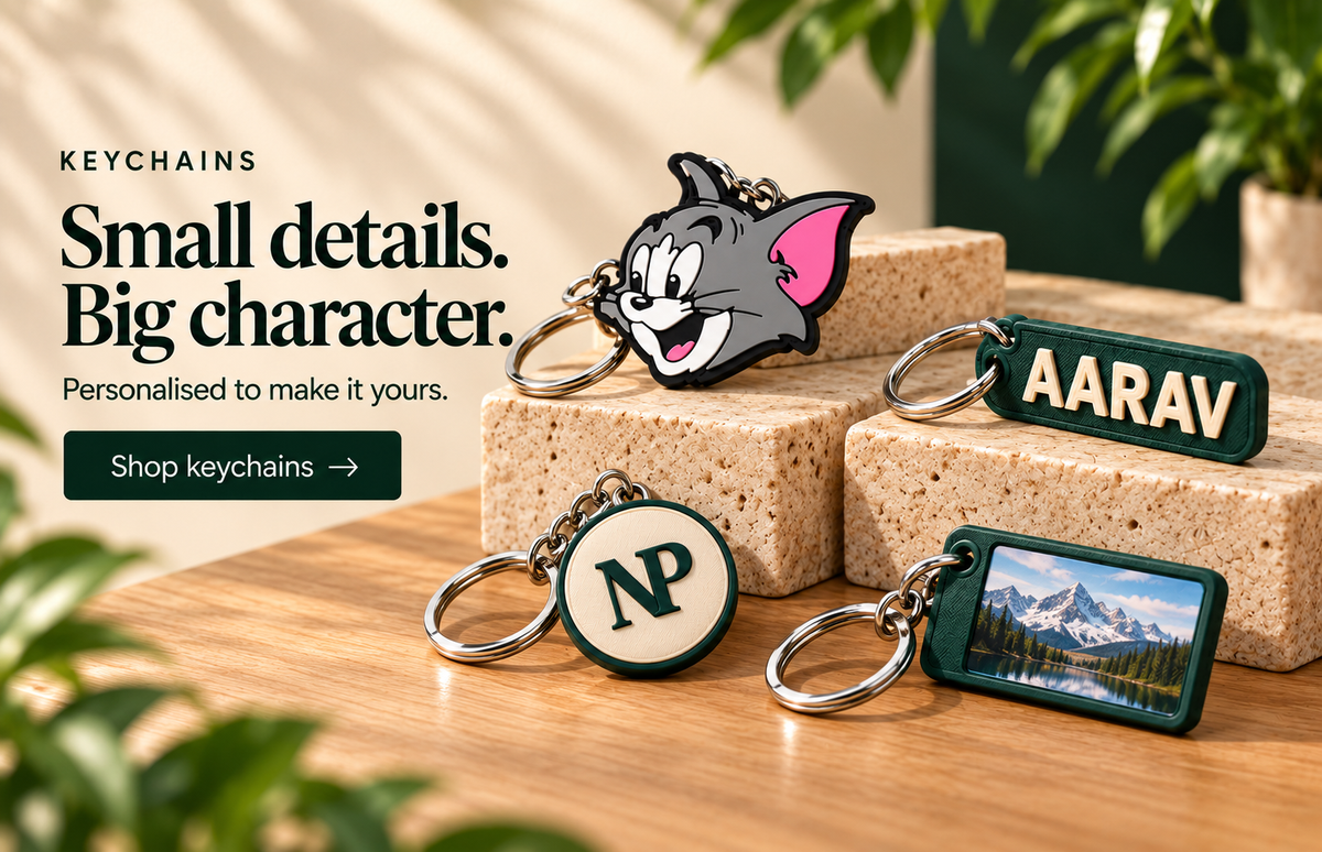 RUBNIC keychains – character, custom name, initials and photo designs
