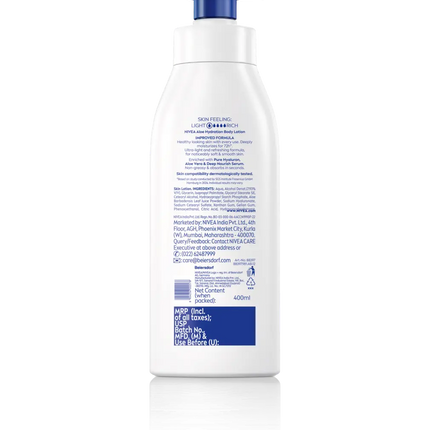 NIVEA Aloe Hydration Body Lotion 400ml – back label