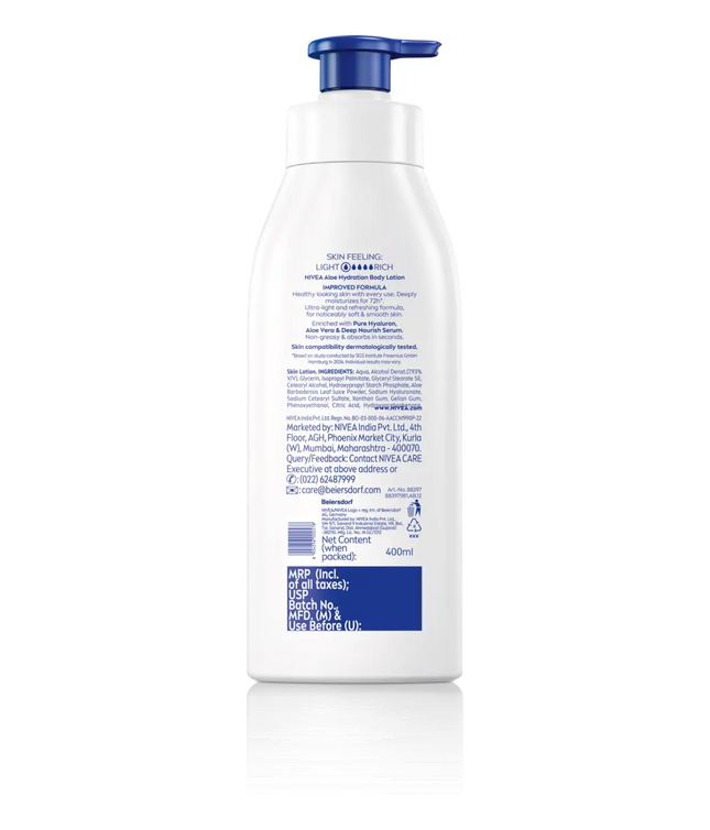 NIVEA Aloe Hydration Body Lotion 400ml – back label