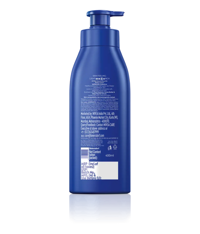 NIVEA Cocoa Nourish Body Lotion 400ml – back label