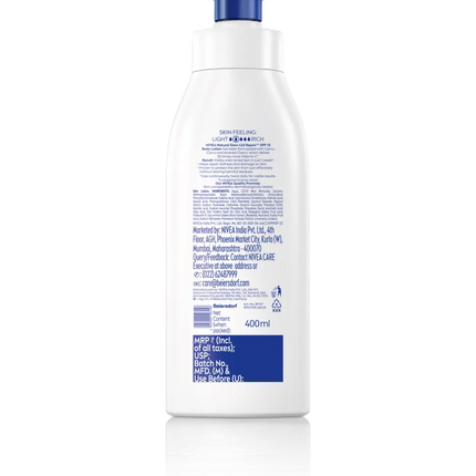 NIVEA Natural Glow SPF 15 Body Lotion 400ml – back label