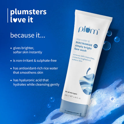 Plum Rice Water & 2% Niacinamide Face Wash 100ml - 13