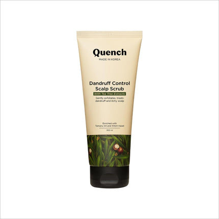 Quench Dandruff Control Scalp Scrub With Tea Tree Extracts, an effective scalp scrub for dandruff that eliminates flakes and itchiness.