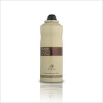 Front view of Sheer Oud deodorant body spray by BIRRA, featuring the sleek design and branding on a reflective surface.