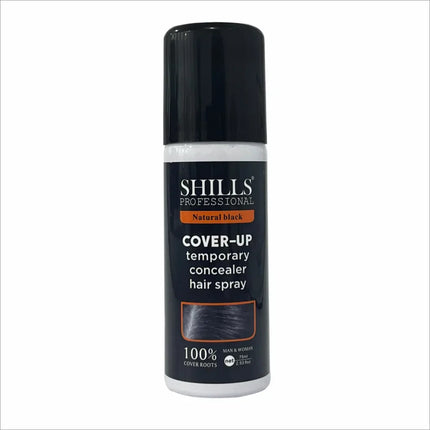 Shills Professional Cover-Up Temporary Concealer Hair Spray bottle showcasing its fast-drying, lightweight formula for covering gray roots and thinning areas.