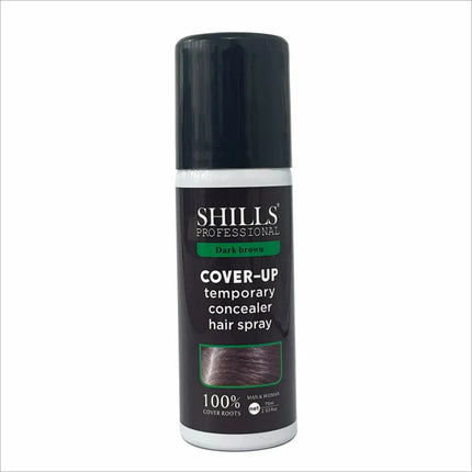 Application of Shills Professional Cover-Up Temporary Concealer Hair Spray in use, demonstrating its precision nozzle for targeted color application and blend.